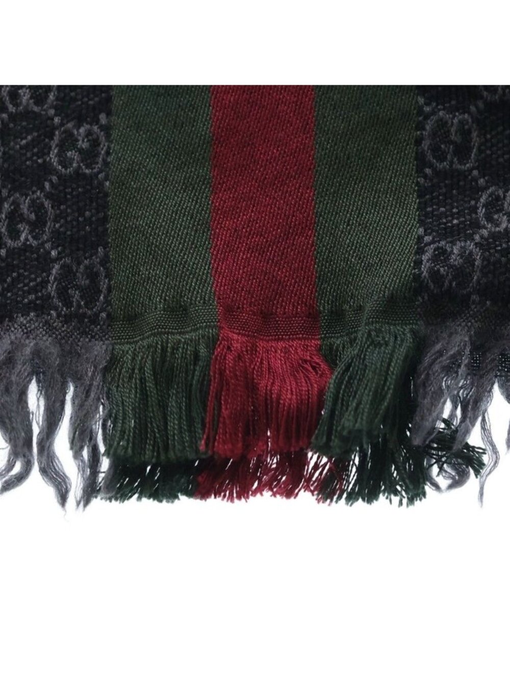 Gucci Sherry Line GG All Over Pattern Jacquard Silk Pretend Scarf Black - Picture 3 of 6